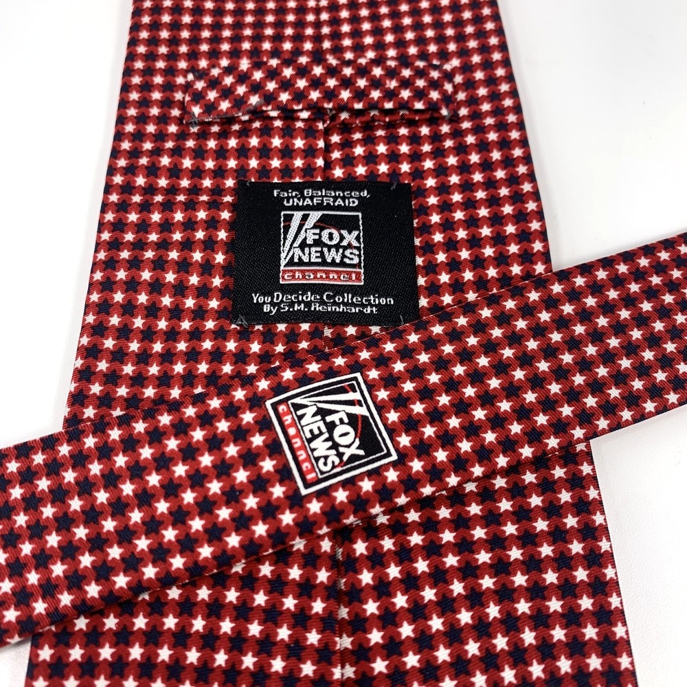 Fox News‎ Channel Mens Silk Fair & Balanced Special Report Red w Stars USA Rare - Picture 6 of 8